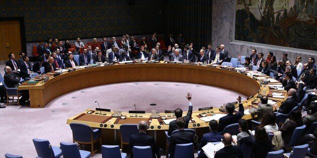 NEW YORK, USA - APRIL 12: Members of the United Nations (UN) Security Council hold a vote on a resolution condemning April 4 chemical attack in Syria's Idlib on April 12, 2017 at UN Headquarters in New York City, United States. Russia on Wednesday shot down a UN Security Council draft resolution that would have condemned a chemical weapons attack in Syria earlier this month. The draft was a slightly revised version of a text penned last week by the U.S., the U.K. and France. It expressed support for a UN-sponsored fact-finding mission, and urged all parties to cooperate and provide full access to the affected site. China, Kazakhstan and Ethiopia abstained from Wednesday's vote, while Russia ally Bolivia voted against. (Photo by Volkan Furuncu/Anadolu Agency/Getty Images)