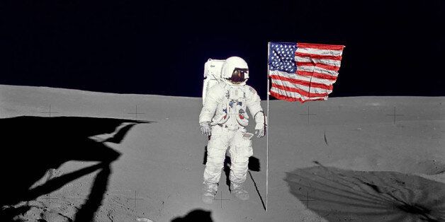 Astronaut Edgar Mitchell stands by the deployed U.S. flag on the lunar surface, in this NASA picture taken February 5, 1971. Mitchell, lunar module pilot on Apollo 14 and one of only 12 men to walk on the moon, passed away February 4, 2016 in West Palm Beach, Florida, NASA said in a news release. REUTERS/NASA/Handout via Reuters THIS IMAGE HAS BEEN SUPPLIED BY A THIRD PARTY. IT IS DISTRIBUTED, EXACTLY AS RECEIVED BY REUTERS, AS A SERVICE TO CLIENTS. FOR EDITORIAL USE ONLY. NOT FOR SALE FOR MARKETING OR ADVERTISING CAMPAIGNS