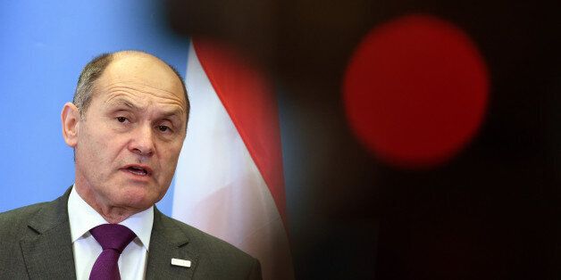 Austrian Interior Minister Wolfgang Sobotka attends a joint press conference with his German counterpart in Potsdam, eastern Germany, on April 29, 2016. / AFP / dpa / Ralf Hirschberger / Germany OUT (Photo credit should read RALF HIRSCHBERGER/AFP/Getty Images)