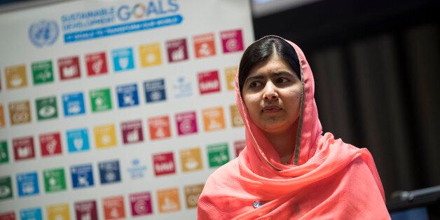 NEW YORK, NY - APRIL 10: Malala Yousafzai looks on during a ceremony to name her as a United Nations Messenger of Peace at UN headquarters, April 10, 2017 in New York City. Yousafzai, who is the youngest winner of the Nobel Peace Prize, will now become the youngest to be named a United Nations Messenger of Peace. (Photo by Drew Angerer/Getty Images)