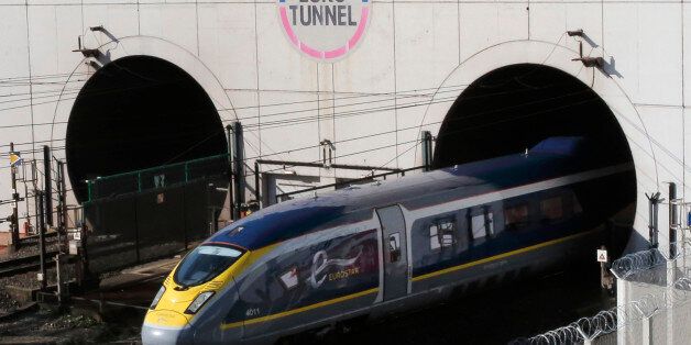 A new high-speed Eurostar e320 train leaves the Channel Tunnel in Coquelles, near Calais, northern France, October 20, 2015. REUTERS/Pascal Rossignol/File Photo