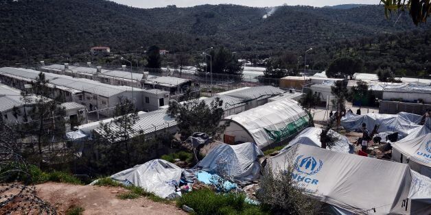 A photo taken on March 16, 2017 shows a view of the Moria migrant camp on the island of Lesbos. The EU-Turkey deal, signed on March 18, 2016, has sought to stem the flow of migrants from Turkey to the EU, in particular Greece, by land and sea routes. The EU expects Turkey to honour a key migrant return accord which Ankara has threatened to ditch amid a bitter dispute with the bloc, a European Commission spokesman said on March 16, 2017. / AFP PHOTO / LOUISA GOULIAMAKI (Photo credit should read LOUISA GOULIAMAKI/AFP/Getty Images)