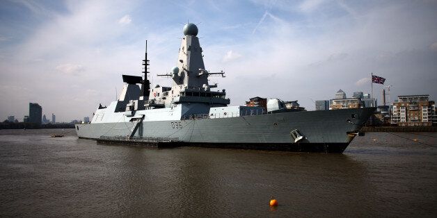 LONDON, ENGLAND - APRIL 24: HMS Defender is pictured on the River Thames on April 24, 2015 in Greenwich, London, England. The Royal Navy's state-of-the-art destroyer is making its first visit to the capital to coincide with the centenary of the Battle of Gallipoli. (Photo by Carl Court/Getty Images)