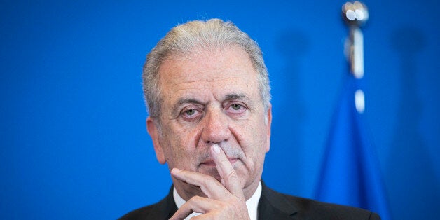 BERLIN, GERMANY - FEBRUARY 21: EU Commissioner for Migration, Home Affairs and Citizenship Dimitris Avramopoulos gives a press statement about migration and safety at the German Ministry of the Interior on February 21, 2017 in Berlin, Germany. (Photo by Inga Kjer/Photothek via Getty Images), Dimitris Avramopoulos