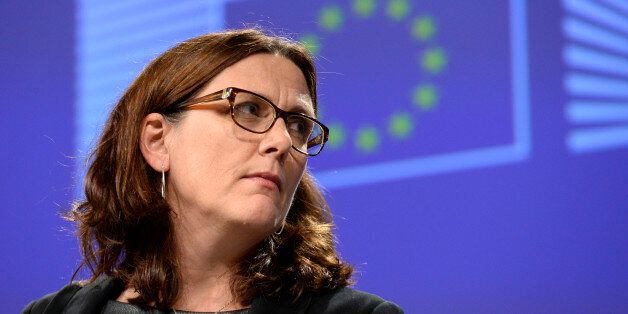 European Union Commissioner for Trade Cecilia Malmstrom looks on as she talks to the media at the European Union Commission headquarters in Brussels, on November 9, 2016. / AFP / THIERRY CHARLIER (Photo credit should read THIERRY CHARLIER/AFP/Getty Images)