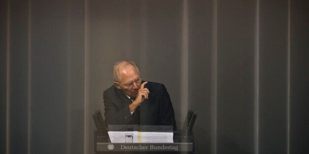 BERLIN, GERMANY - AUGUST 19: German Finance Minister Wolfgang Schaeuble attends the debate on financial aid for Greece in German Bundestag on August 19, 2015 in Berlin, Germany. (Photo by Michael Gottschalk/Photothek via Getty Images)