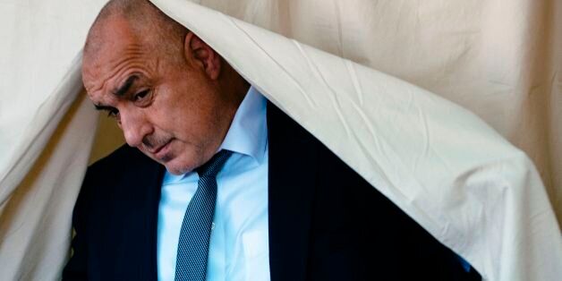 Head of the centre-right GERB party and former prime minister Boyko Borisov leaves a voting booth before casting his ballot at a polling station in Sofia on March 26, 2017, during the country's parliamentary election.Bulgaria's election is expected to be a tight race between the Socialists, seen as closer to Russia, and the centre-right. The nationalist United Patriots are tipped to come third. / AFP PHOTO / Dimitar DILKOFF (Photo credit should read DIMITAR DILKOFF/AFP/Getty Images)