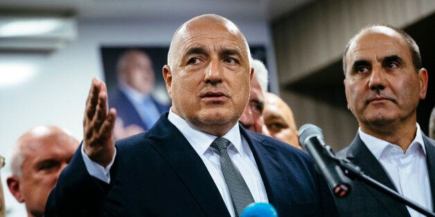 Head of the centre-right GERB party and former prime minister Boyko Borisov speaks to media in Sofia on March 26, 2017, after his party won the country's parliamentary election.Two-time Bulgarian premier Boyko Borisov appeared to have bounced back in a parliamentary election on March 26, with exit polls putting his pro-EU centre-right party in first place. / AFP PHOTO / Dimitar DILKOFF (Photo credit should read DIMITAR DILKOFF/AFP/Getty Images)