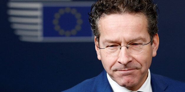 Dutch Finance Minister and Eurogroup President Jeroen Dijsselbloem talks to the media as he arrives at European Union finance ministers meeting in Brussels, Belgium February 21, 2017. REUTERS/Francois Lenoir