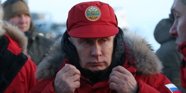 FRANZ JOSEPH LAND, RUSSIA - MARCH 29: (RUSSIA OUT) Russian President Vladimir Putin arrives to the polar camp at Alexandra Land Island on March 29, 2017 in Franz Joseph Land in Acrtic, Russia. (Photo by Mikhail Svetlov/Getty Images)