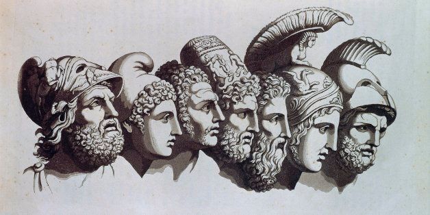 UNSPECIFIED - CIRCA 1992: Greek civilization. The heroes of the Trojan War. From left: Agamemnon, Nestor, Ulysses, Diomedes, Pericles, Menelaus. From Giulio Ferrario, Ancient and Modern Custom of all Peoples, Milan 1827. (Photo By DEA / A. DAGLI ORTI/De Agostini/Getty Images)