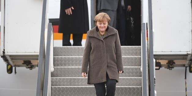 German Chancellor Angela Merkel steps off her plane upon arrival at Arlanda Airport outside Stockholm, Sweden on January 31, 2017.Merkel is on a one-day official visit to Sweden. / AFP / TT News Agency / Fredrik SANDBERG / Sweden OUT (Photo credit should read FREDRIK SANDBERG/AFP/Getty Images)