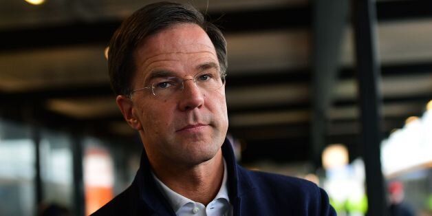 Dutch Prime Minister and leader of the People's Party for Freedom and Democracy (Volkspartij voor Vrijheid en Democratie - VVD) Mark Rutte awaits to board a campaign train, while campaigning for re-election, in The Hague, on March 8, 2017. The Dutch parliamentary elections are set to take place on March 15, 2017. / AFP PHOTO / EMMANUEL DUNAND (Photo credit should read EMMANUEL DUNAND/AFP/Getty Images)