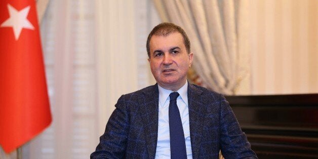 PARIS, FRANCE - FEBRUARY 10: Turkish Minister of European Union Affairs Omer Celik (C) meets journalists at the residence of the Turkish Embassy in Paris, France on February 10, 2017. (Photo by Dursun Aydemir/Anadolu Agency/Getty Images)