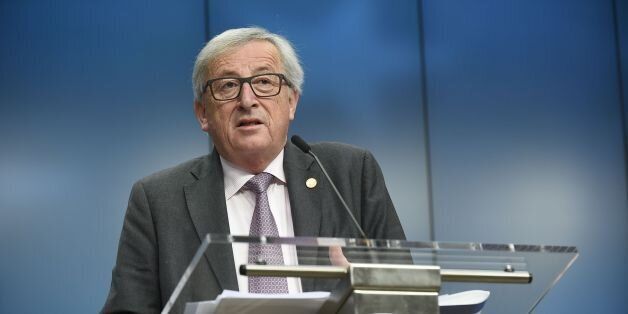 EU Commission president Jean-Claude Juncker holds a press conference after the second day of a European Summit at the Europa Building at the EU headquarters in Brussels on March 10, 2017. / AFP PHOTO / JOHN THYS (Photo credit should read JOHN THYS/AFP/Getty Images)