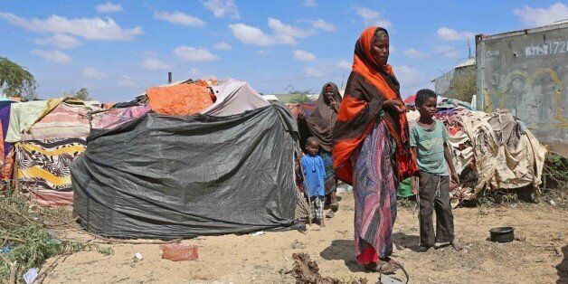 MOGADISHU, SOMALIA - MARCH 8: Somalian people try to continue their lives in tents without water and electricity as they fight against hunger and lack of water due to drought in Kaxda district of Moghadishu, Somalia on March 8, 2017. (Photo by Sadak Mohamed/Anadolu Agency/Getty Images)