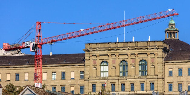 Zurich, Switzerland - 25 September, 2016: crane at the building of the Swiss Federal Institute of Technology in Zurich. Swiss Federal Institute of Technology in Zurich (German: Eidgenossische Technische Hochschule Zurich or ETH) is a science, technology, engineering and mathematics university in the city of Zurich, Switzerland.