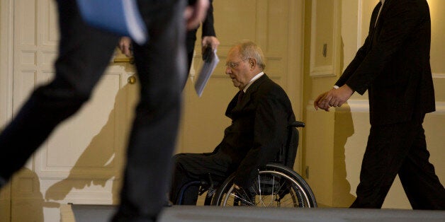 German Minister of Finance Wolfgang Schaeuble arrives to a news conference after a meeting of the Stability Council at the Ministry of Finance in Berlin, Germany on December 12, 2016. (Photo by Emmanuele Contini/NurPhoto via Getty Images)