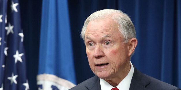 WASHINGTON, DC - MARCH 06: Attorney General Jeff Sessions participates in a news conference related to a reconstituted travel ban at the U.S. Customs and Borders Protection headquarters, on March 6, 2017 in Washington, DC. Earlier today, President Donald Trump signed an executive order that excludes Iraq from the blacklisted countries but continues to block entry to the U.S. for citizens of Somalia, Sudan, Syria, Iran, Libya and Yemen. Sessions, Secretary of Homeland Security John Kelly and Secretary of Homeland Security John Kelly left the news conference without taking questions. (Photo by Mark Wilson/Getty Images)