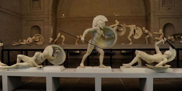 East Pediment's Group of the Temple of Aegina, Aphaia, Greece. Reconstruction. 19th century. Detail. Glyptothek Museum. Munich. Germany. (Photo by: PHAS/UIG via Getty Images)