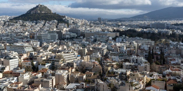 Amazing panorama from Acropolis to city of Athens, Attica, Greece