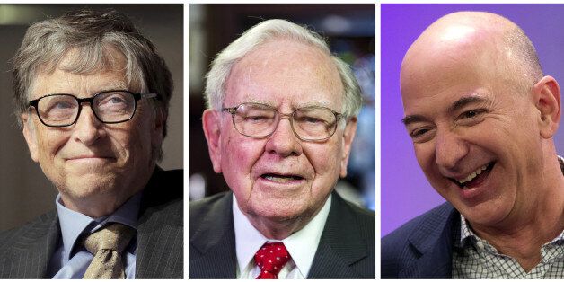 A combination photo shows L-R: Bill Gates in Washington on April 18, 2016, Warren Buffett, in New York on September 8, 2015 and Jeff Bezos in New York on December 2, 2014 respectively. Bezos, the founder and chief executive of Amazon.com Inc, has become the world's third-richest person as of the market close for the first time, Forbes magazine said, passing Warren Buffett, the chairman and chief executive of Berkshire Hathaway Inc while Bill Gates remained the world's richest person. REUTERS/File Photos