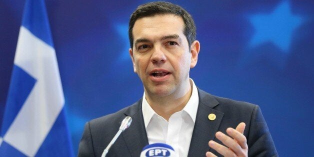 BRUSSELS, BELGIUM - MARCH 10: Greek Prime Minister Alexis Tsipras speaks during a press conference following the European Union (EU) Leaders Summit in Brussels, Belgium on March 10, 2017. (Photo by Dursun Aydemir/Anadolu Agency/Getty Images)