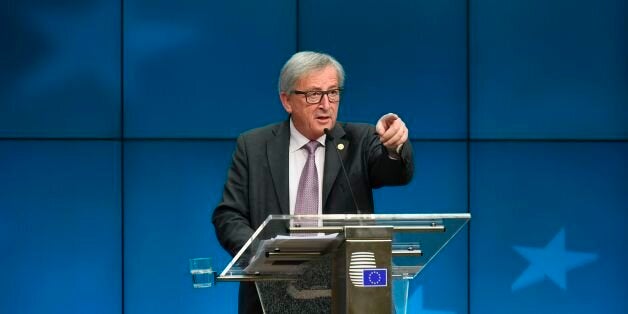 EU Commission president Jean-Claude Juncker holds a press conference after the second day of a European Summit at the Europa Building at the EU headquarters in Brussels on March 10, 2017. / AFP PHOTO / JOHN THYS (Photo credit should read JOHN THYS/AFP/Getty Images)