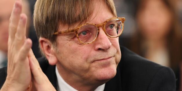 Alliance of liberals and Democrats for Europe (ALDE) group leader and Belgian member of the European Parliament Guy Verhofstadt looks on during the election for the office of the President at the European Parliament in Strasbourg, eastern France, on January 17, 2017. / AFP / FREDERICK FLORIN (Photo credit should read FREDERICK FLORIN/AFP/Getty Images)