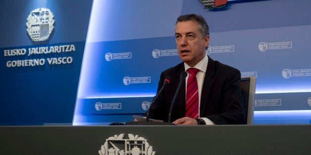 Head of the regional Basque government Inigo Urkullu Basque speaks during a press conference in Donostia (San Sebastian) on March 17, 2017 held to inform that Basque separatist group ETA plans to fully lay down its weapons by April 8 by providing the location of its arms stockpiles.Urkullu confirmed the possibility that ETA was ready to give up its weapons after decades of often violent conflict in Spain and France, and asked both Madrid and Paris to help facilitate talks / AFP PHOTO / Gari Garaialde (Photo credit should read GARI GARAIALDE/AFP/Getty Images)