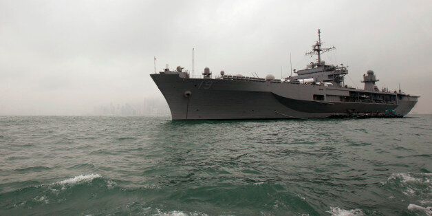 USS Blue Ridge (LCC19), the flagship of the U.S. Navy's Seventh Fleet, is seen in Hong Kong waters February 19, 2011. The USS Blue Ridge arrived in Hong Kong from the Philippines on Saturday. REUTERS/Tyrone Siu (CHINA - Tags: MILITARY TRANSPORT)