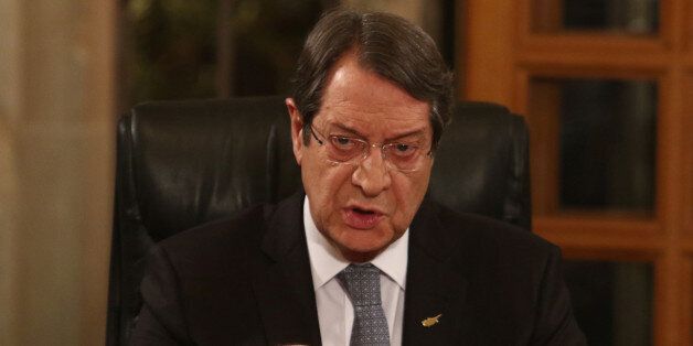 Cypriot President Nicos Anastasiades talks during a televised news conference at the Presidential Palace in Nicosia, Cyprus November 4, 2016. REUTERS/Yiannis Kourtoglou