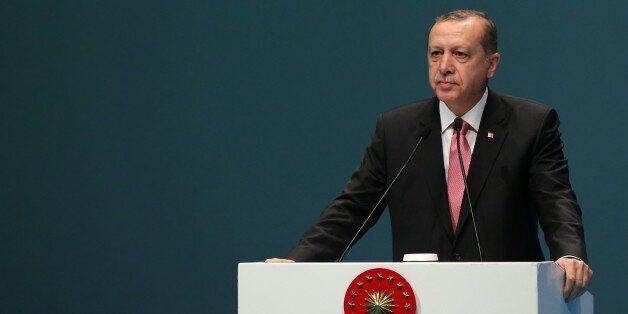 ISTANBUL, TURKEY - FEBRUARY 3 : President Recep Tayyip Erdogan speaks during the National Cultural Council in Istanbul, Turkey on February 3, 2017. (Photo by Metin Pala/Anadolu Agency/Getty Images)