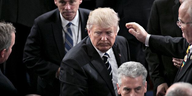 U.S. President Donald Trump exits after speaking during a joint session of Congress in Washington, D.C., U.S., on Tuesday, Feb. 28, 2017. Trump will press Congress to carry out his priorities for replacing Obamacare, jump-starting the economy and bolstering the nations defenses in an address eagerly awaited by lawmakers, investors and the public who want greater clarity on his policy agenda. Photographer: Andrew Harrer/Bloomberg via Getty Images