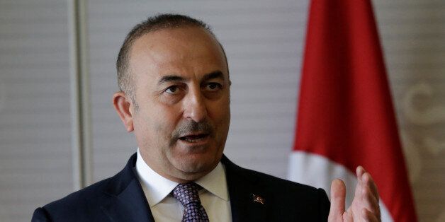 Turkish Foreign Minister Mevlut Cavusoglu gives a speech to the media at the foreign ministry building (SRE) in Mexico City, Mexico February 3, 2017. REUTERS/Henry Romero