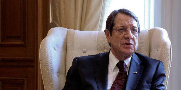Cypriot President Nicos Anastasiades speaks during his meeting with Greek Prime Minister Alexis Tsipras (not pictured) at the Maximos Mansion in Athens, Greece December 30, 2016. REUTERS/Alkis Konstantinidis