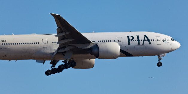 New York, USA - January 28, 2012: Boeing 767 Pakistan International Airlines approaches John F. Kennedy International Airport in New York, NY on January 28, 2012. PIA is the national flag carrier of Pakistan.