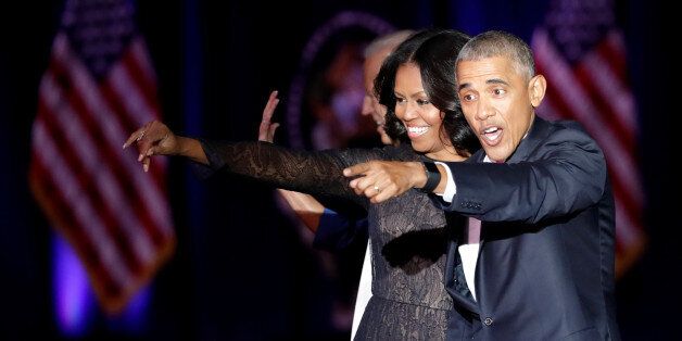 U.S. President Barack Obama and his wife Michelle acknowledge the crowd after President Obama delivered a farewell address at McCormick Place in Chicago, Illinois, U.S. January 10, 2017. REUTERS/John Gress