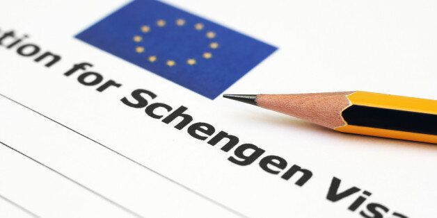 Close up of pencil on Schengen visa application