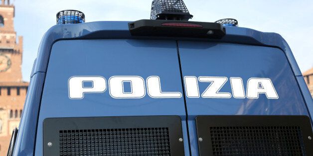 big armored police van to patrol against terrorist attacks in Italy