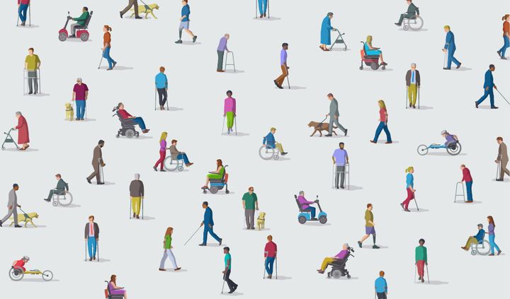 Large group of people representing a diverse range of Disabilities in society