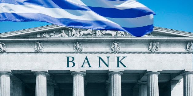 Bank with Greek flag above