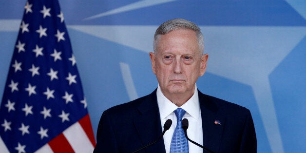 U.S. Defence Secretary Jim Mattis briefs the media during a NATO defence ministers meeting at the Alliance's headquarters in Brussels, Belgium February 15, 2017. REUTERS/Francois Lenoir