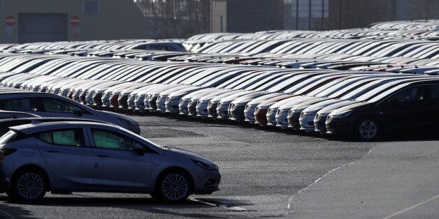Vauxhall cars are lined up in preparation for delivery outside Vauxhall's plant in Ellesmere Port, Britain, March 6, 2017. REUTERS/Phil Noble