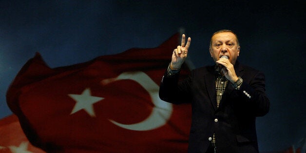 Turkish President Tayyip Erdogan makes a speech during a Women's Day rally in Istanbul, Turkey, March 5, 2017. REUTERS/Murad Sezer