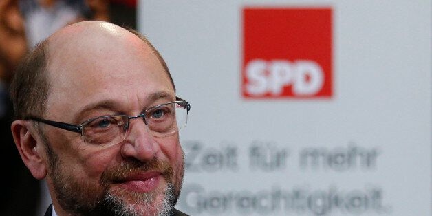 Former European Parliament president Martin Schulz reacts after his speech at a meeting of the Social Democratic Party (SPD) at their party headquarters in Berlin, Germany, January 29, 2017, were Schulz was officially appointed SPD party leader. REUTERS/Hannibal Hanschke