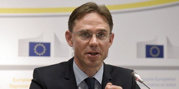 Jyrki Tapani Katainen, vice-president of the European Commission for jobs, growth and investment gives a press conference in Athens on April 23, 2015. AFP PHOTO / LOUISA GOULIAMAKI (Photo credit should read LOUISA GOULIAMAKI/AFP/Getty Images)