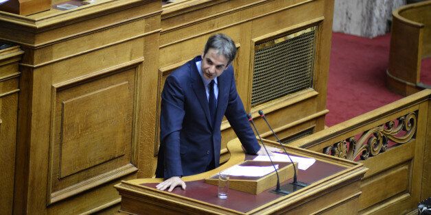 Kyriakos Mitsotakis, Parlamentarian Speaker of Nea Dimokratia on April 6, 2015 in Athens, Greece. Hellenic Parliament discussing about the installation of a parliamentary committee to examine the debt of the country in context with the austerity memoranda with the IMF, ECB EU (Photo by Wassilios Aswestopoulos/NurPhoto) (Photo by NurPhoto/NurPhoto via Getty Images)