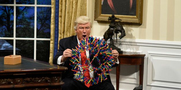 SATURDAY NIGHT LIVE -- 'Kristen Stewart' Episode 1717 -- Pictured: Alec Baldwin as President Donald J. Trump during the Oval Office Cold Open on February 4th, 2017 -- (Photo by: Will Heath/NBC/NBCU Photo Bank via Getty Images)