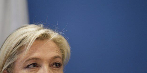 France's Far-right Party Front National (FN) President, Marine Le Pen, gives a press conference on January 16, 2015 in Nanterre, Paris' suburb. Marine Le Pen accused the EU on January 13 of weakening France's defences against terror, saying in the wake of the Paris attacks that the country could no longer control its own borders. AFP PHOTO / MATTHIEU ALEXANDRE (Photo credit should read MATTHIEU ALEXANDRE/AFP/Getty Images)